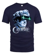 Futuristic David Statue VR Tee - navy t-shirt on white background