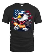Patriotic Eagle Hot Dog T-Shirt - black t-shirt on white background