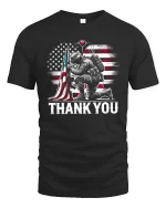 Thank You Soldier American Flag Tee - black t-shirt on white background