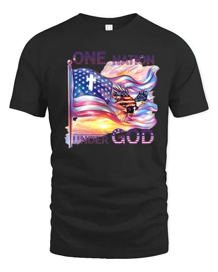 One Nation Under God T-shirt - black t-shirt on white background