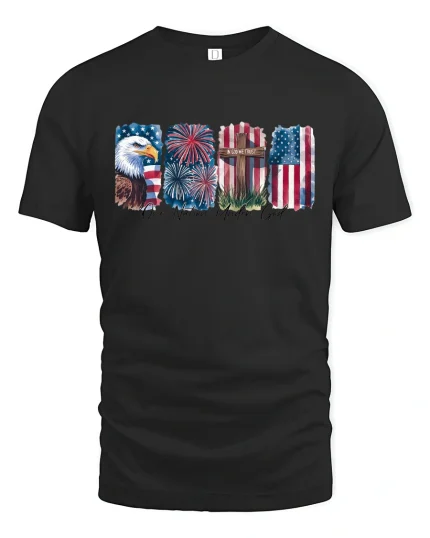 Eagle Fireworks One Nation Under God T-Shirt - black t-shirt on white background