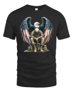 Patriotic Soldier Eagle T-Shirt - black t-shirt on white background
