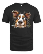 Funny Australian Shepherd Dog Tee - black t-shirt on white background