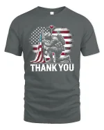 Thank You Soldier American Flag Tee - gray t-shirt on white background