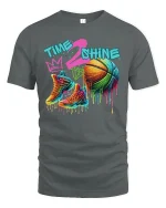 Time 2 Shine Basketball Drip Tee - gray t-shirt on white background