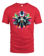 Fighter Jet Explosion Graphic T-shirt - red t-shirt on white background