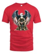 Patriotic Soldier Eagle T-Shirt - red t-shirt on white background