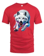 White Wolf T-Shirt Wild Animal Attack - red t-shirt on white background