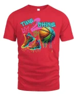 Time 2 Shine Basketball Drip Tee - red t-shirt on white background