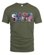 Eagle Fireworks One Nation Under God T-Shirt - military green t-shirt on white background