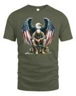 Patriotic Soldier Eagle T-Shirt - military green t-shirt on white background