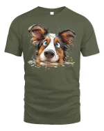 Funny Australian Shepherd Dog Tee - military green t-shirt on white background