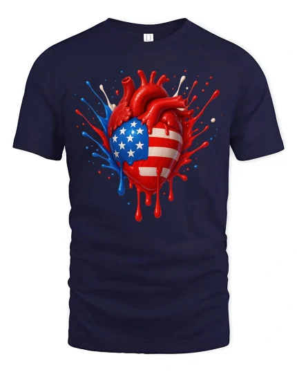 USA Pride Heart Tee - navy t-shirt on white background