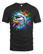 Dolphin Splash Graphic Tee - black t-shirt on white background