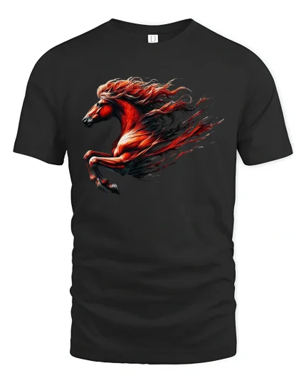Fiery Stallion Wild Horse Tee - black t-shirt on white background