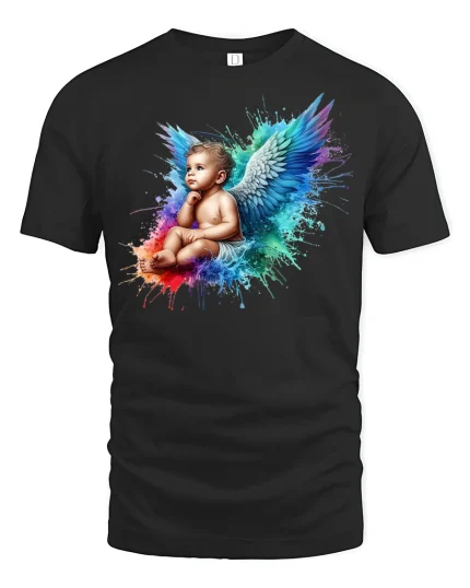 Guardian Angel Baby Tee - black t-shirt on white background