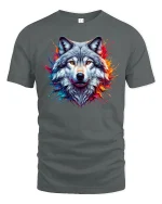 Alpha Wolf Graphic Tee - gray t-shirt on white background