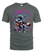 Let’s Rock Astronaut Guitar Tee - gray t-shirt on white background