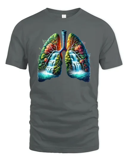 Breath of Life Lungs Design Nature Tee - gray t-shirt on white background