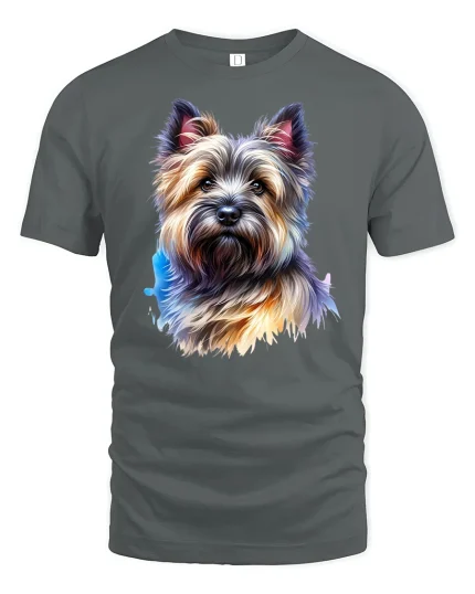Colorful Yorkie Dog Lover Tee - gray t-shirt on white background