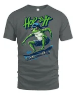 Hop to It Frog Skateboard Tee - gray t-shirt on white background