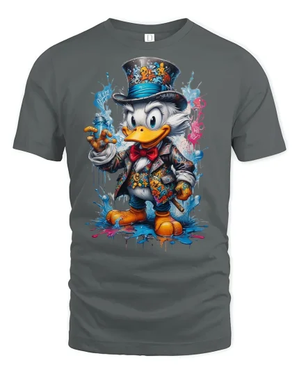 Fancy Dapper Duck Graphic Tee - gray t-shirt on white background