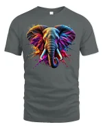 Majestic Color Splash Elephant Tee - gray t-shirt on white background