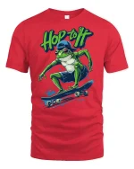 Hop to It Frog Skateboard Tee - red t-shirt on white background