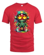 Neon Astronaut Graphic Tee - red t-shirt on white background
