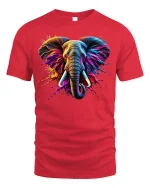 Majestic Color Splash Elephant Tee - red t-shirt on white background
