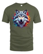 Alpha Wolf Graphic Tee - military green t-shirt on white background