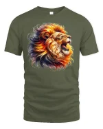 Roaring Lion Graphic Tee - military green t-shirt on white background