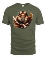 Regal Lion King Graphic Tee - military green t-shirt on white background