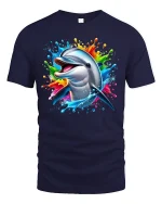 Dolphin Splash Graphic Tee - navy t-shirt on white background