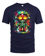 Neon Astronaut Graphic Tee - navy t-shirt on white background