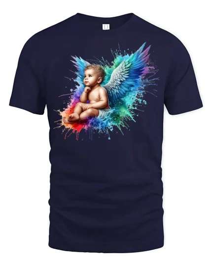 Guardian Angel Baby Tee - navy t-shirt on white background