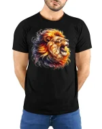 Roaring Lion Graphic Tee - model with hands behind back, wearing Black T-shirt and blue jeans