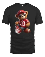 Cool Football Bear Tee - black t-shirt on white background