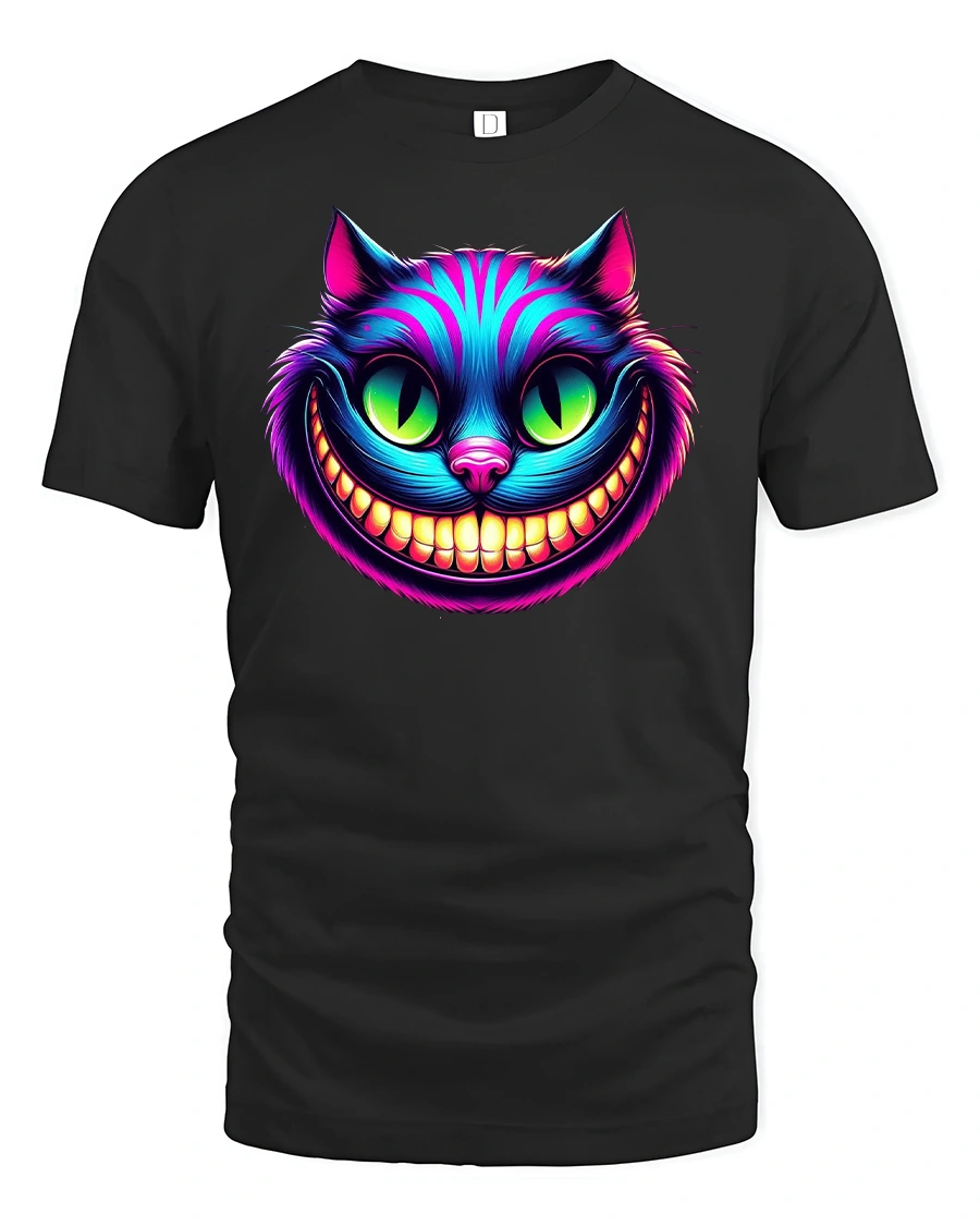 Trippy Grinning Cat T-Shirt - 3 Trippy Grinning Cat T-Shirt - black t-shirt on white background