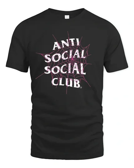 Anti Social Spider Web Tee - black t-shirt on white background