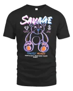 Savage Hustle Money Bear Graphic Tee - black t-shirt on white background