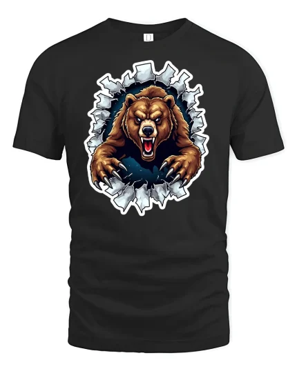 Angry Bear Graphic Tee - black t-shirt on white background