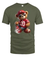 Cool Football Bear Tee - military green t-shirt on white background