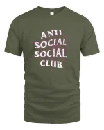 Anti Social Spider Web Tee - military green t-shirt on white background