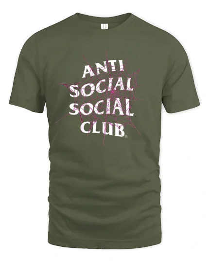 Anti Social Spider Web Tee - military green t-shirt on white background