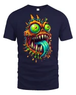 Crazy Monster Face Graphic Tee - navy t-shirt on white background