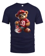 Cool Football Bear Tee - navy t-shirt on white background