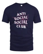 Anti Social Spider Web Tee - navy t-shirt on white background