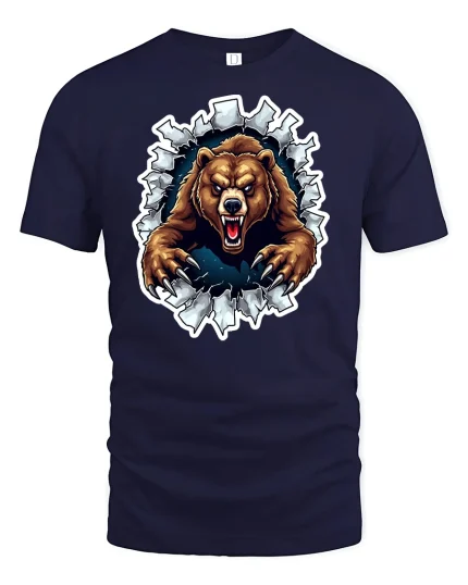 Angry Bear Graphic Tee - navy t-shirt on white background
