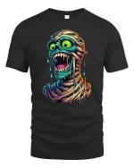 Crazy Zombie Face T-Shirt - black t-shirt on white background